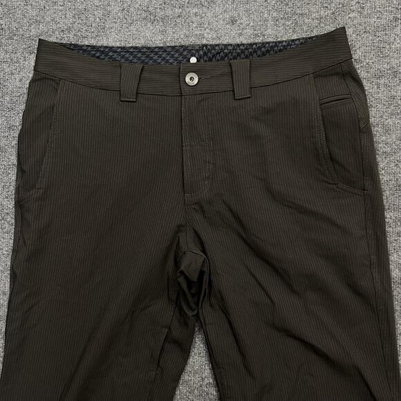 Lululemon Pants Men's 38 Brown Pinstripe Straight Leg Golf Dress Athletic Casual - Picture 2 of 11